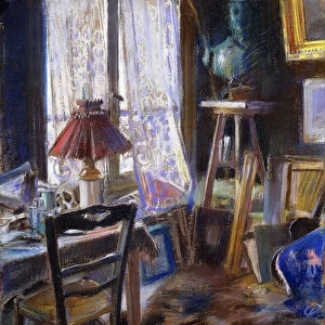 The Studio of Comte Deheaulme de Vallombreuse, 36 Rue Jouffroy, Paris, 1888 (pastel)