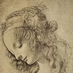 Study for the head of Magdalene, drawing by Leonardo da Vinci, Cabinet of Drawings and Prints, Uffizi Gallery, Florence