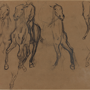 Study of Horses, c. 1886 (charcoal and graphite on brown paper)