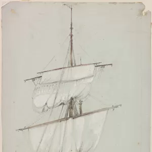 Study of a Sailing Ship (pencil & w / c on paper)