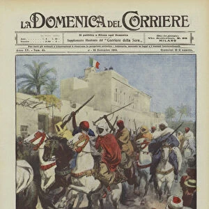 Submission of the Mansur tribe to Italy, a picturesque ride of the leaders in Derna to deliver their weapons (colour litho)