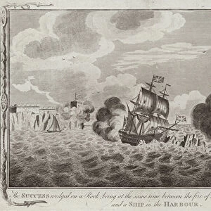 The Success wedged on a rock (engraving)