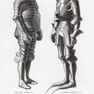 Suits of armour, 15th-16th Century (engraving)