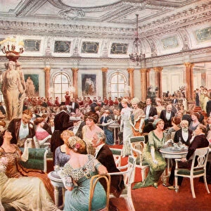 Sunday evening at the Savoy (colour litho)