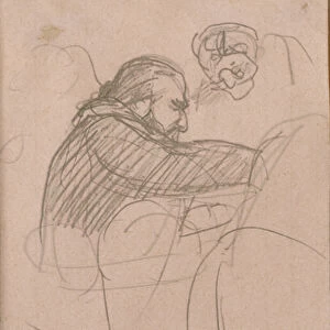 The surgeon Pean operating (man in profile), 1891 (pencil on lined paper)
