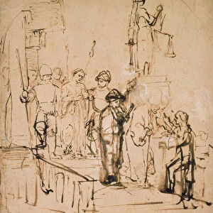 Susanna Brought to Judgement, 17th century (pen & ink on paper)