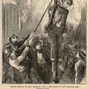 Swift justice in the flaming city (engraving)