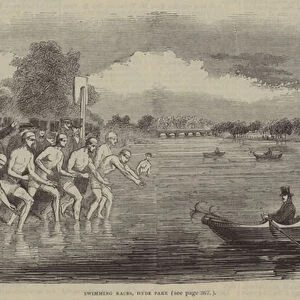Swimming races, Hyde Park, London (engraving)