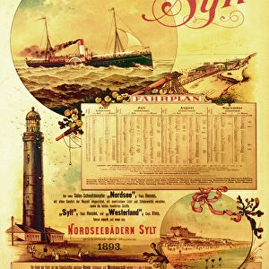 Sylt North Sea Baths, poster advertising the Sylt Steamship Company