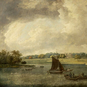 Tabley House from across the Mere, Cheshire, 1800-50 (oil on canvas)