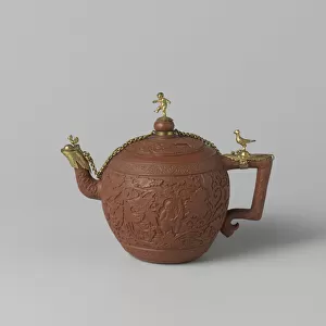 Teapot with gilded fittings, c. 1675-99 (stoneware & gilt bronze)