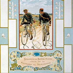 Telegraph Factors Greeting Card for the New Year around 1900. Paris, Decorative Arts