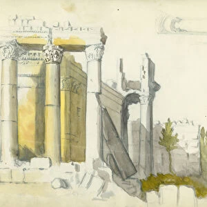 Temple of Jupiter, Baalbeck (w / c & pencil on paper)