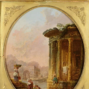 Temple of Vesta and the Arch of Janus Quadrifons (oil on canvas)
