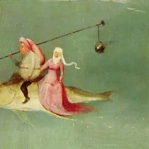 The Temptation of St. Anthony, right hand panel, detail of a couple riding a fish