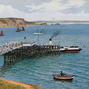 Tenby, Pier and Bay (colour litho)