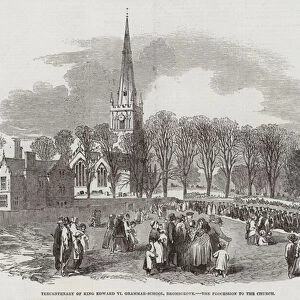 Tercentenary of King Edward VI Grammar-School, Bromsgrove, the Procession to the Church (engraving)