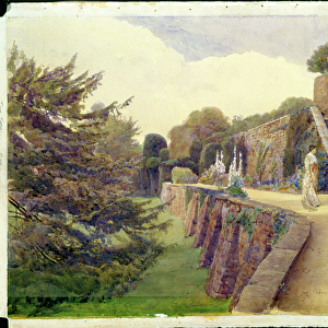 The Terrace at Berkeley Castle, Gloucestershire, 1887 (w / c on paper)