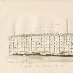 Tettenhall - Ancient Oak Chest: sepia and pen drawing, 1837 (drawing)