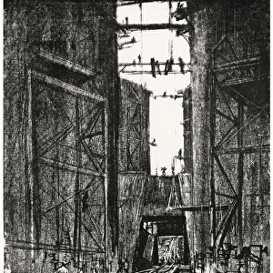 At the Bottom of the Gatun Lock, plate IV from The Panama Canal