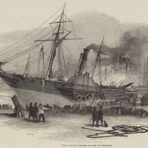 "The Shannon"Steamer on Fire at Plymouth (engraving)