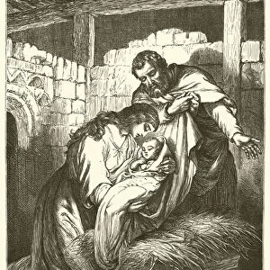 "They wrapped Him in swaddling clothes and laid Him in a manger", St Luke, ii, 7 (engraving)