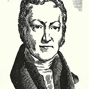 Thomas Robert Malthus, 1766-1834, whose "Principle of Population"suggested that mankind was increasing more rapidly than its food supply (litho)