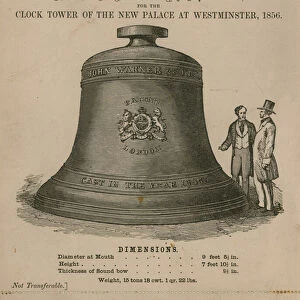 Ticket to see the great bell (Big Ben), for the Clock Tower at the new Palace of Westminster (engraving)