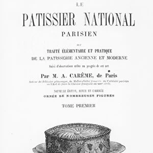 Title page of Le Patissier National Parisien, by Antonin Careme (engraving)