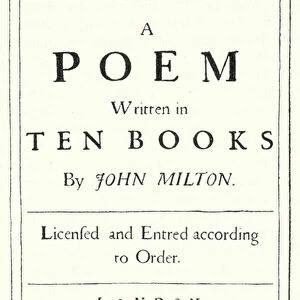 Title page from the original edition of Paradise Lost by the English poet John Milton, published in 1667 (engraving)