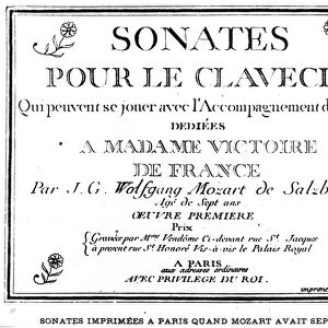 Title Page for Sonates pour le clavecin dedicated to Madame Victoire de France