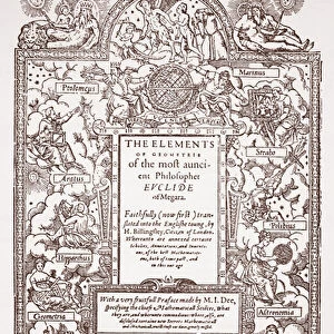 Titlepage of early translation of Euclids Elements, printed by John Day