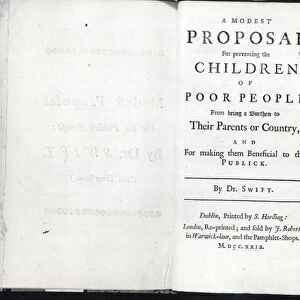 Titlepage to A Modest Proposal by Jonathan Swift, published in 1729 (print)