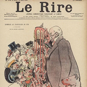 The Toast of Bismarck. Illustration for Le Rire (colour litho)