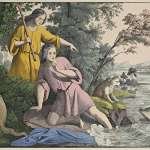 Tobias and the Archangel Raphael, illustration from L Ancien Testament