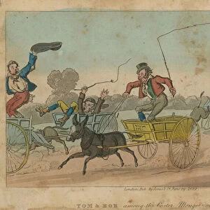 Tom and Bob among the coster mongers at a donkey cart race (coloured engraving)