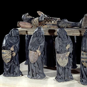 The tomb of Philippe Pot (1428-1494), great senechal of Burgundy Weeping bearing the slab