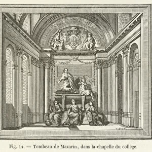 Tombeau de Mazarin, dans la chapelle du college (engraving)