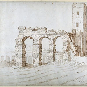 The Torre Fiscale and the ruins of the Aqueduct of Claudio