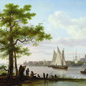 Town on an estuary, c. 1801-02 (oil on canvas)