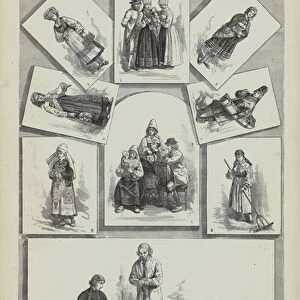 Traditional Swedish costumes, Centennial Exposition, Philadelphia, Pennsylvania, USA, 1876 (engraving)