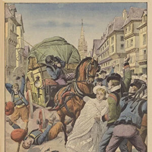 A tragic accident in Brittany (colour litho)