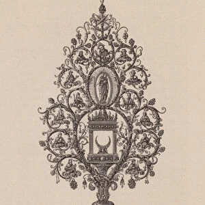 Tree of Jesse, gold monstrance made in Augsburg, Germany, in 1610 (engraving)