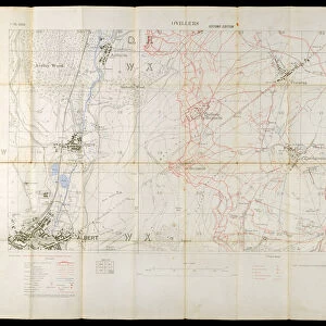 Trench map, Meaulte, belonging to Captain Siegfried Sassoon (map, trench)