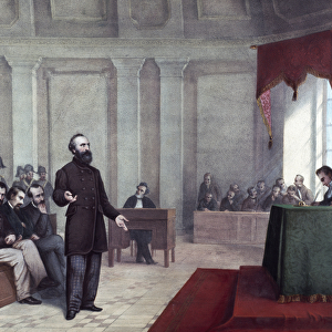 The trial of Felice Orsini (1819 - 1858) who committed the 14 January 1858 attack