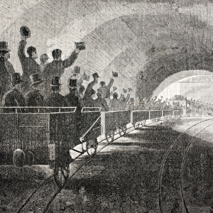 Trial run of train in London Underground in 1862, from The Universal Museum