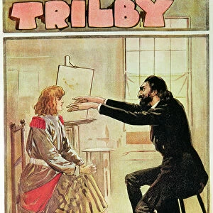Trilby hypnotised by Svengali, illustration from Trilby, 1894 (colour litho)