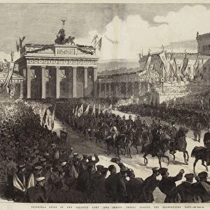 Triumphal Entry of the Prussian Army into Berlin, Troops passing the Brandenburg Gate (engraving)
