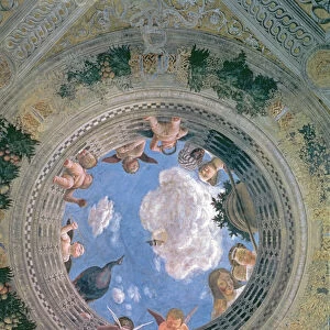 Trompe l oeil oculus in the centre of the vaulted ceiling of the Camera Picta or