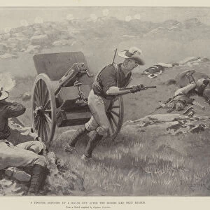 A Trooper bringing up a Maxim Gun after the Horses had been killed (litho)